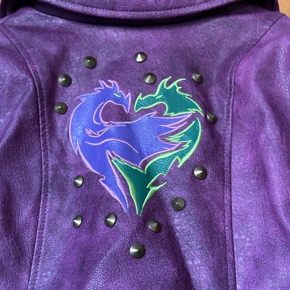 Disney Descendants Faux Leather Purple Kids Moto Jacket Size 5/6 - Picture 7 of 8